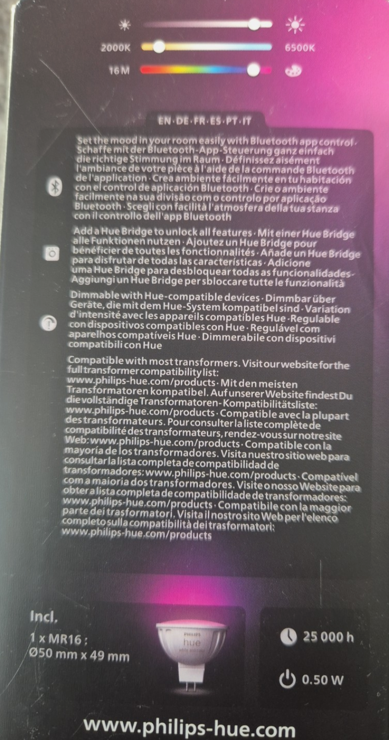 Philips Hue White & Color Ambiance MR16 LED-Lampe 400lm, Einzelpack NEU & OVP