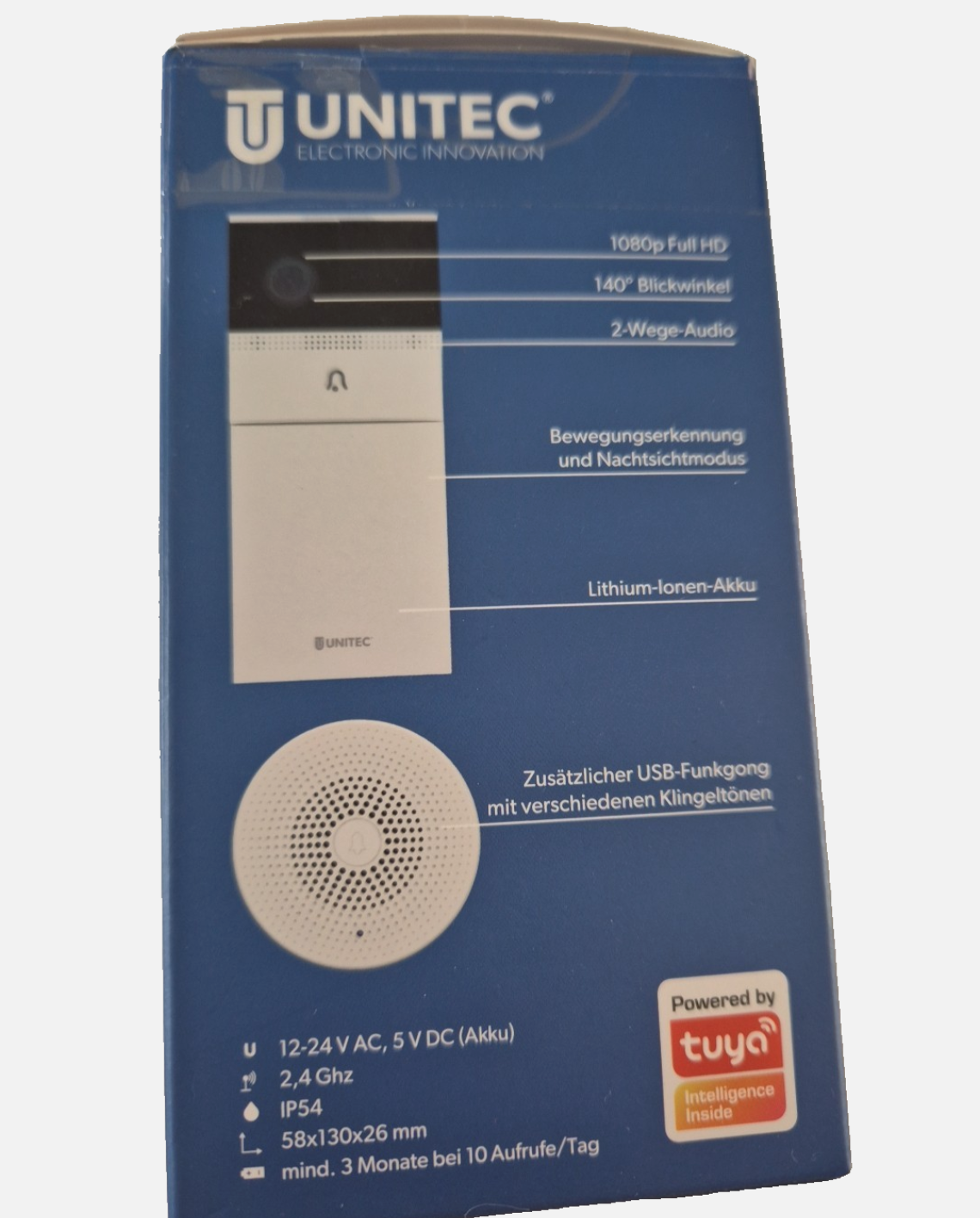 UNITEC WiFi Türkamera mit Funkgong & Smartphone App (Tuya Smart Life)