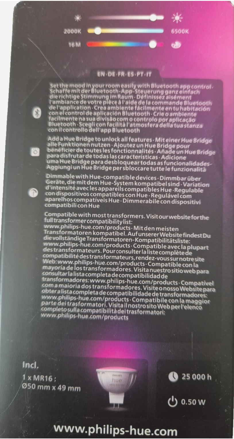Philips Hue White & Color Ambiance MR16 LED-Lampe 400lm Einzelpack