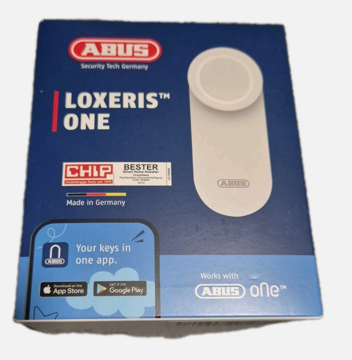 ABUS LOXERIS One CFA4100 Türschlossantrieb mit App-Steuerung – Weiß/Silber