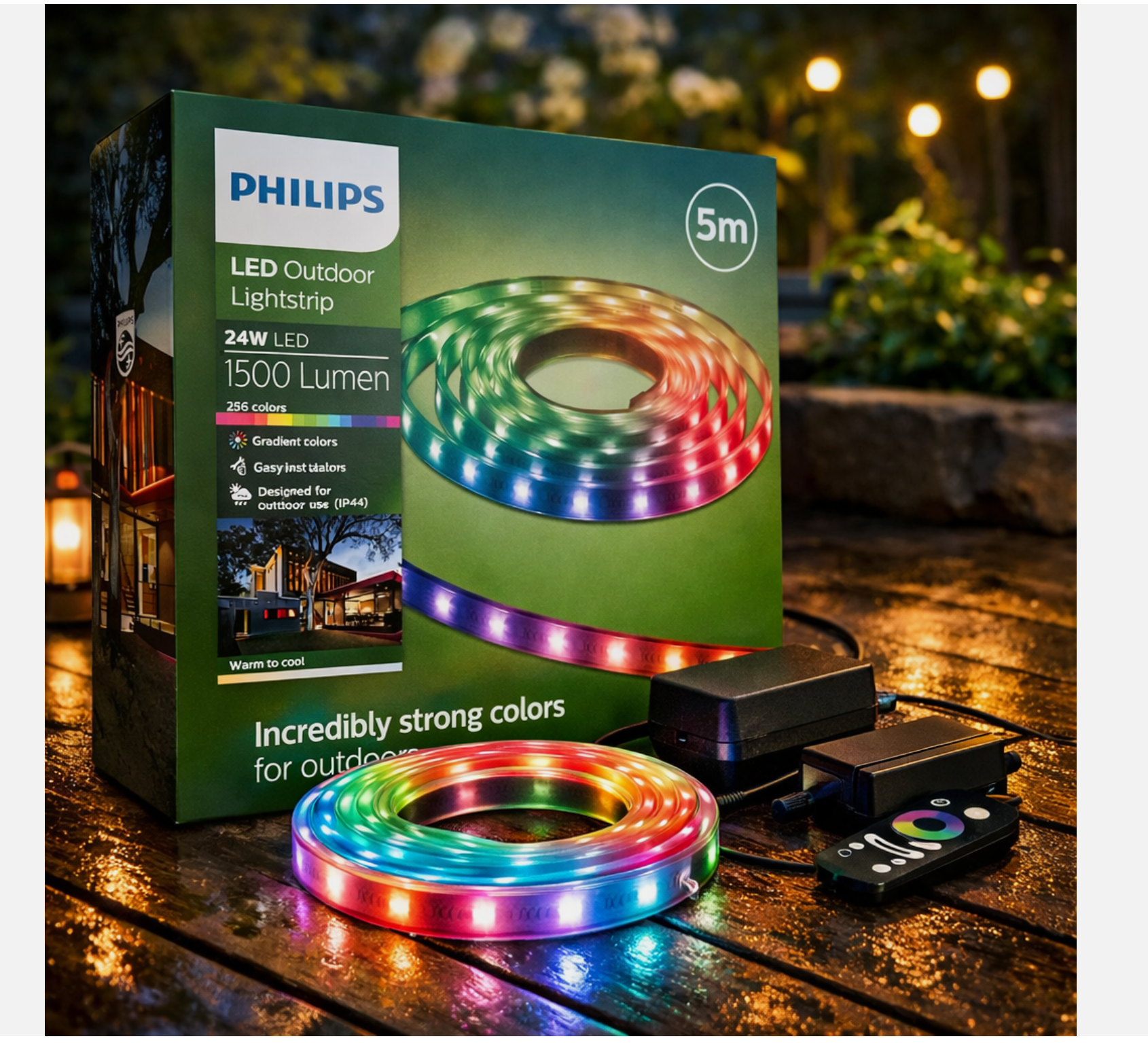 Philips LED Streifen 5m RGBIC+ Außen IP44 Wetterfest 1500lm