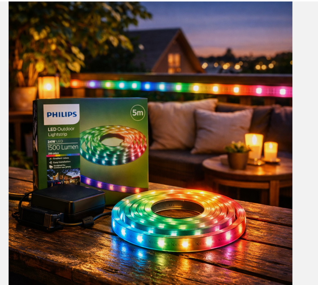 Philips LED Streifen 5m RGBIC+ Außen IP44 Wetterfest 1500lm