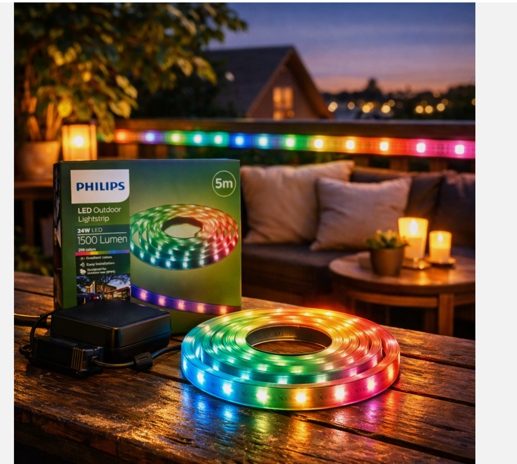 Philips LED Streifen 5m RGBIC+ Außen IP44 Wetterfest 1500lm