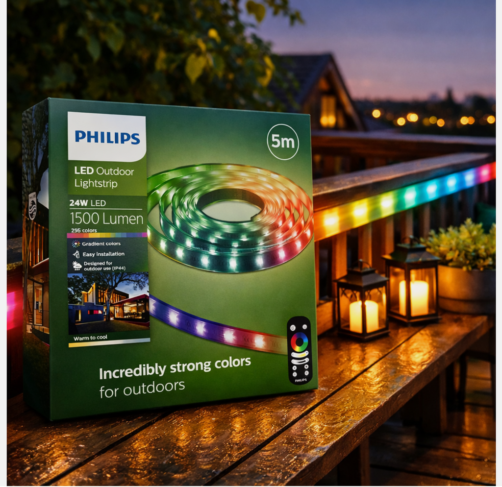 Philips LED Streifen 5m RGBIC+ Außen IP44 Wetterfest 1500lm