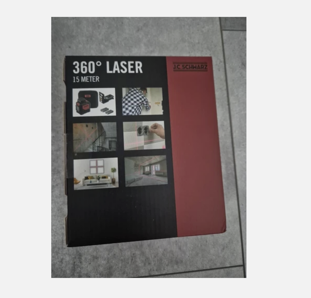 JC Schwarz 360°-Kreuzlinienlaser 15 m ohne Stativ inkl. Zubehör