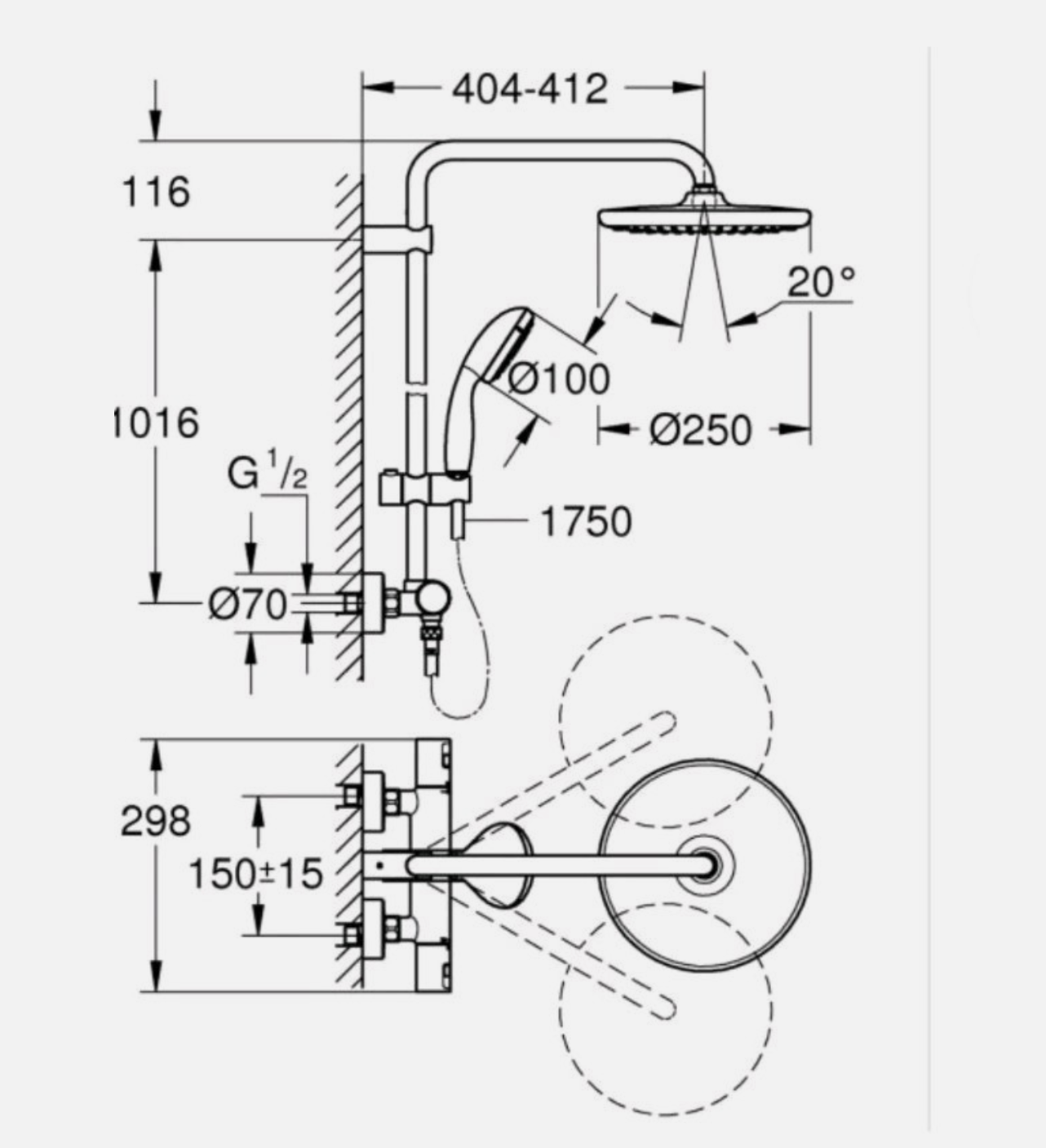 Grohe Vitalio Start System 250 Duschsystem mit Thermostat – 26677000